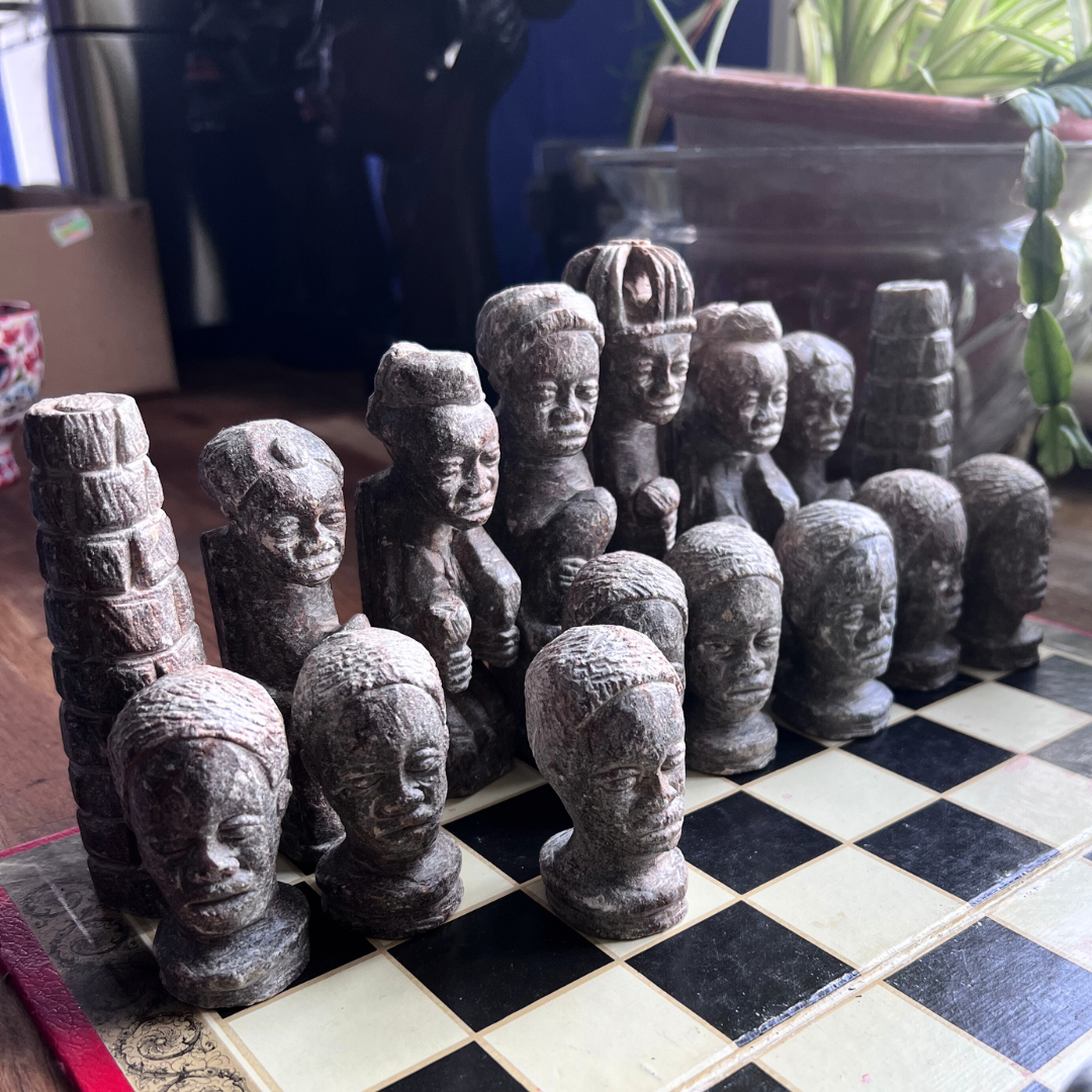 Vintage Carved Chess Set