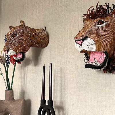 Kaya Hand Beaded Leopard Trophy Head