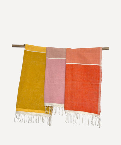 abay hand towel yellow coral light pink