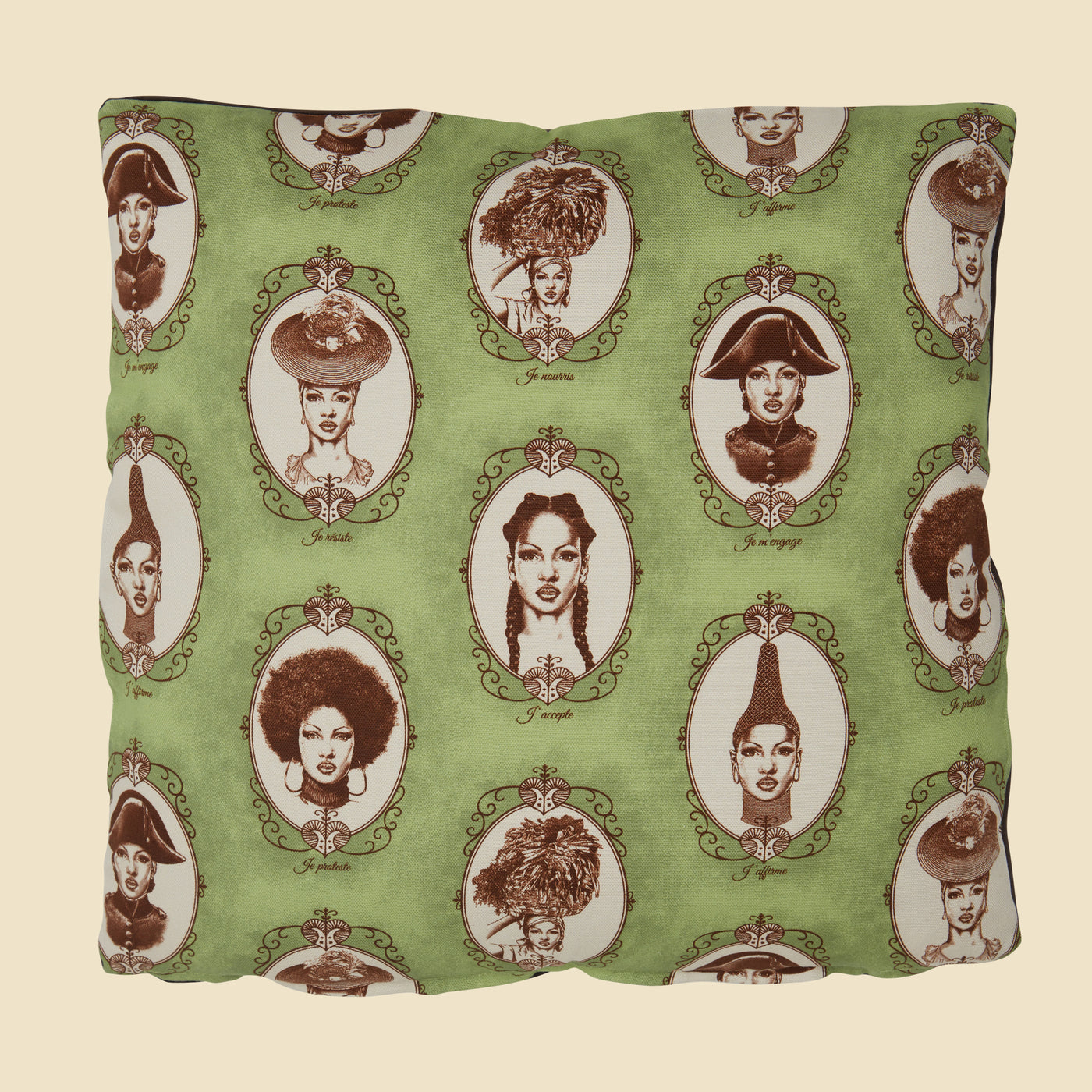 Yael et Valerie cushion, Sage Green