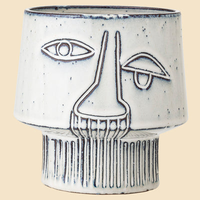 Grey Stoneware Surrealist Vase