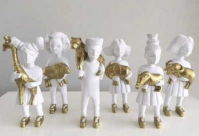 Noush Dolls Little Six Children White and Gold