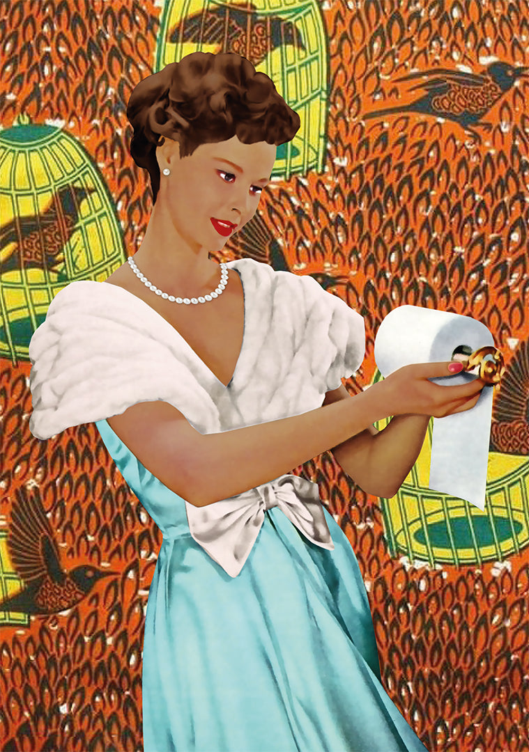 Lady with the Loo Roll Art Print