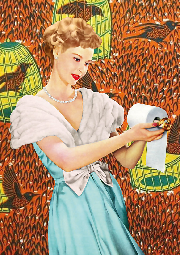 Lady with the Loo Roll Art Print