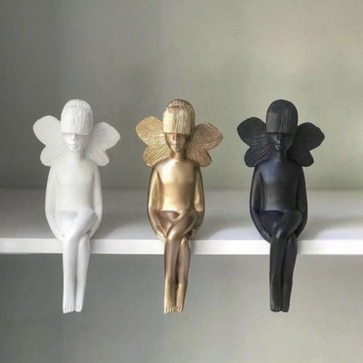 noush dolls butterfly girl ornament black white gold